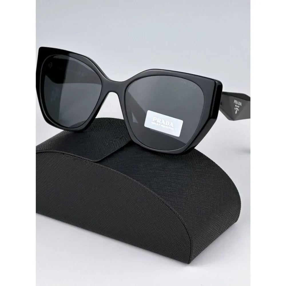 NEW Prada PR19ZS 1AB5S0 Black Dark Grey Women Cat Eye Sunglasses PR 19ZS